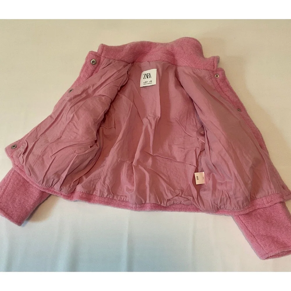 Zara Skirt Suit Set Girls 4-5 Pink Excellent Wool Blend Preppy Classic